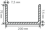Швеллер нержавеющий 200х75х7,5 мм. AISI 304 (08Х18Н10) горячекатаный
